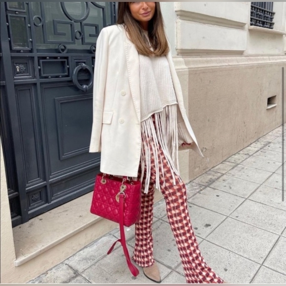 Zara Brown and Cream Checkered Women's Jumpsuit - Picture 6 of 10